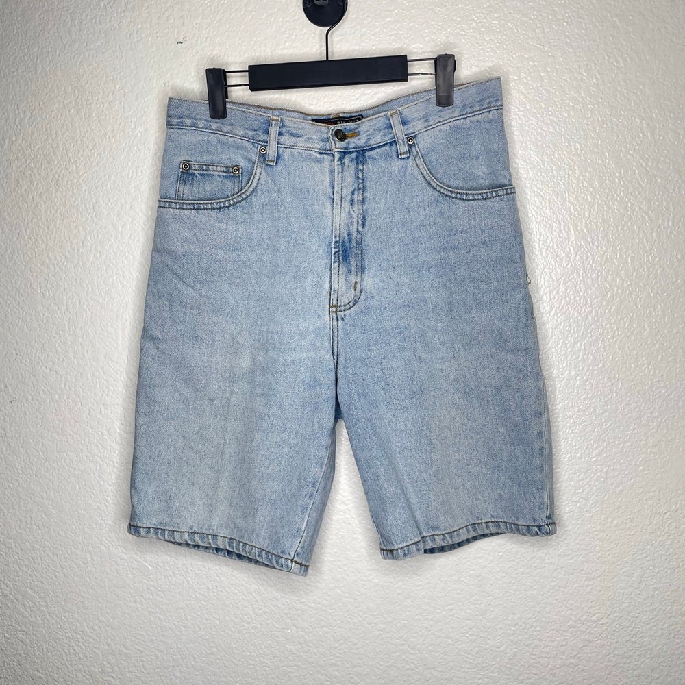 Route 66 Mens Relaxed Fit Denim Shorts Light Wash Blue Cotton Size 32